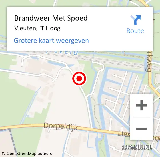 Locatie op kaart van de 112 melding: Brandweer Met Spoed Naar Vleuten, 'T Hoog op 5 september 2014 16:12