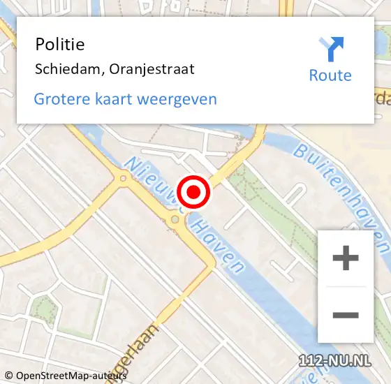 Locatie op kaart van de 112 melding: Politie Schiedam, Oranjestraat op 23 augustus 2023 12:24