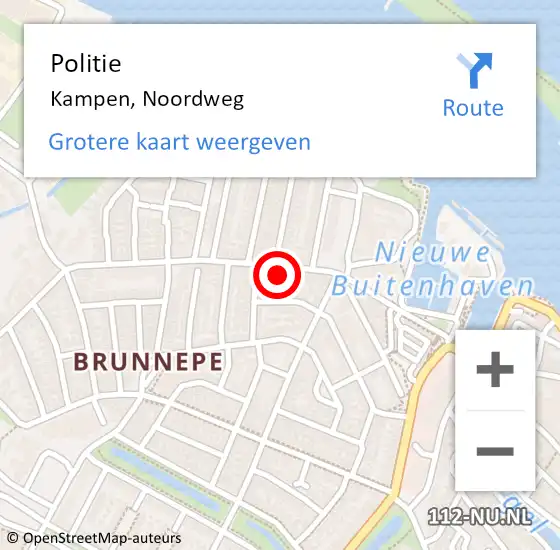 Locatie op kaart van de 112 melding: Politie Kampen, Noordweg op 23 augustus 2023 12:38