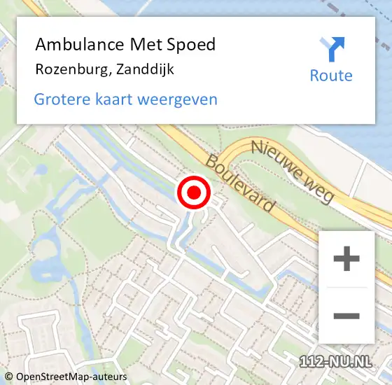 Locatie op kaart van de 112 melding: Ambulance Met Spoed Naar Rozenburg, Zanddijk op 23 augustus 2023 12:46