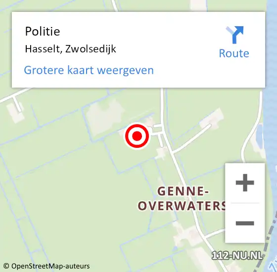 Locatie op kaart van de 112 melding: Politie Hasselt, Zwolsedijk op 23 augustus 2023 13:14