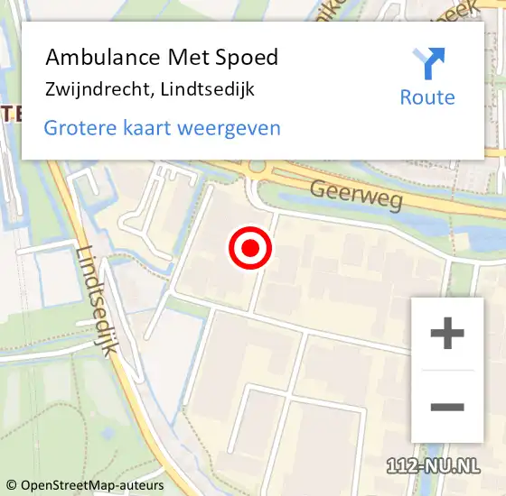 Locatie op kaart van de 112 melding: Ambulance Met Spoed Naar Zwijndrecht, Lindtsedijk op 23 augustus 2023 13:37
