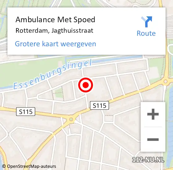 Locatie op kaart van de 112 melding: Ambulance Met Spoed Naar Rotterdam, Jagthuisstraat op 23 augustus 2023 13:47