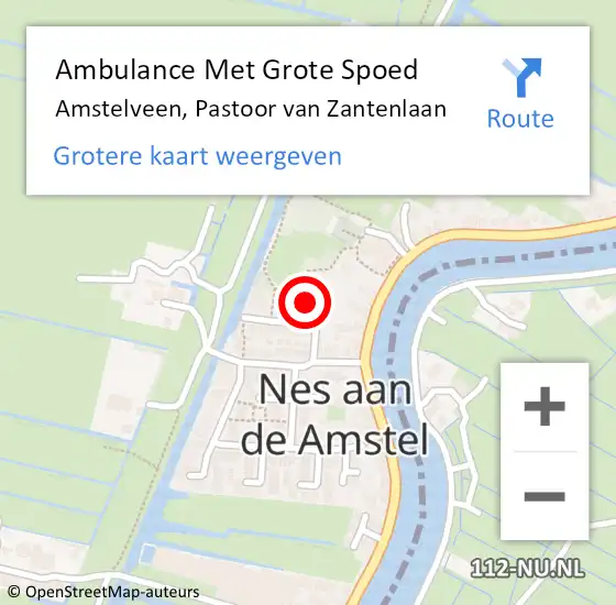 Locatie op kaart van de 112 melding: Ambulance Met Grote Spoed Naar Amstelveen, Pastoor van Zantenlaan op 23 augustus 2023 13:51