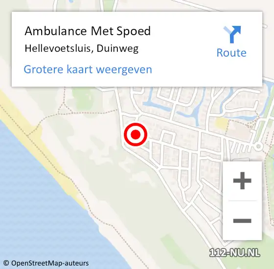 Locatie op kaart van de 112 melding: Ambulance Met Spoed Naar Hellevoetsluis, Duinweg op 23 augustus 2023 13:57