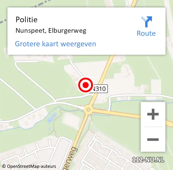 Locatie op kaart van de 112 melding: Politie Nunspeet, Elburgerweg op 23 augustus 2023 14:33