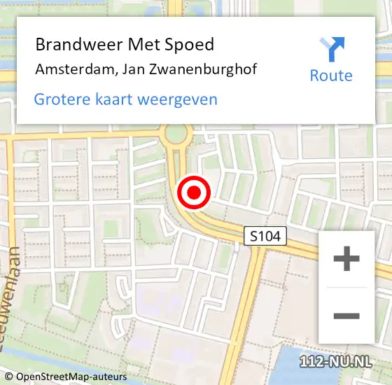 Locatie op kaart van de 112 melding: Brandweer Met Spoed Naar Amsterdam, Jan Zwanenburghof op 23 augustus 2023 15:10