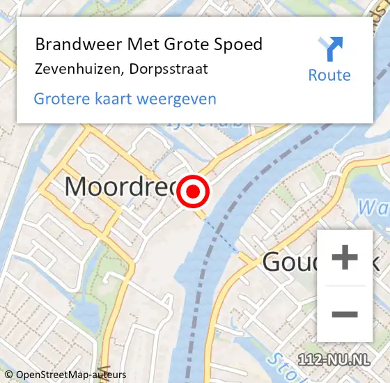 Locatie op kaart van de 112 melding: Brandweer Met Grote Spoed Naar Zevenhuizen, Dorpsstraat op 23 augustus 2023 15:18