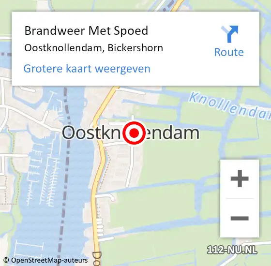 Locatie op kaart van de 112 melding: Brandweer Met Spoed Naar Oostknollendam, Bickershorn op 23 augustus 2023 16:33