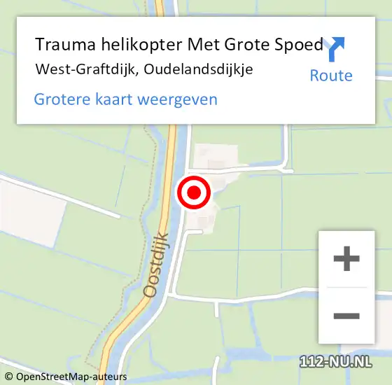 Locatie op kaart van de 112 melding: Trauma helikopter Met Grote Spoed Naar West-Graftdijk, Oudelandsdijkje op 23 augustus 2023 16:35