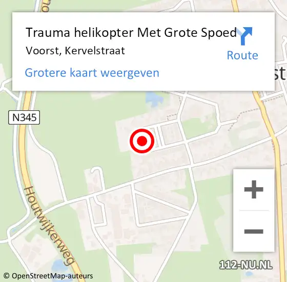 Locatie op kaart van de 112 melding: Trauma helikopter Met Grote Spoed Naar Voorst, Kervelstraat op 23 augustus 2023 17:10