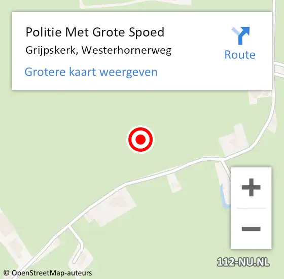 Locatie op kaart van de 112 melding: Politie Met Grote Spoed Naar Grijpskerk, Westerhornerweg op 23 augustus 2023 17:24