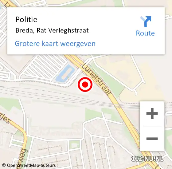 Locatie op kaart van de 112 melding: Politie Breda, Rat Verleghstraat op 23 augustus 2023 18:23