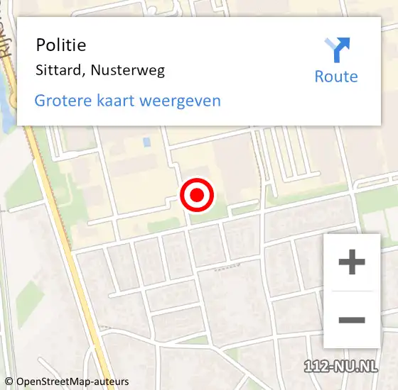 Locatie op kaart van de 112 melding: Politie Sittard, Nusterweg op 23 augustus 2023 18:57