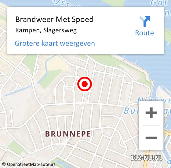 Locatie op kaart van de 112 melding: Brandweer Met Spoed Naar Kampen, Slagersweg op 5 september 2014 17:05