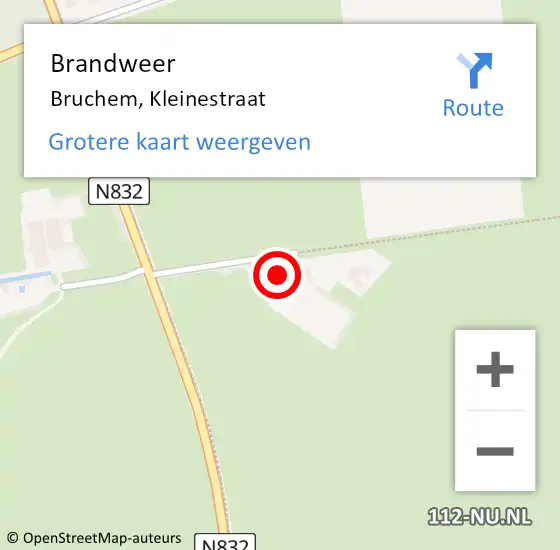 Locatie op kaart van de 112 melding: Brandweer Bruchem, Kleinestraat op 23 augustus 2023 20:12