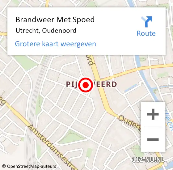 Locatie op kaart van de 112 melding: Brandweer Met Spoed Naar Utrecht, Oudenoord op 24 augustus 2023 00:28