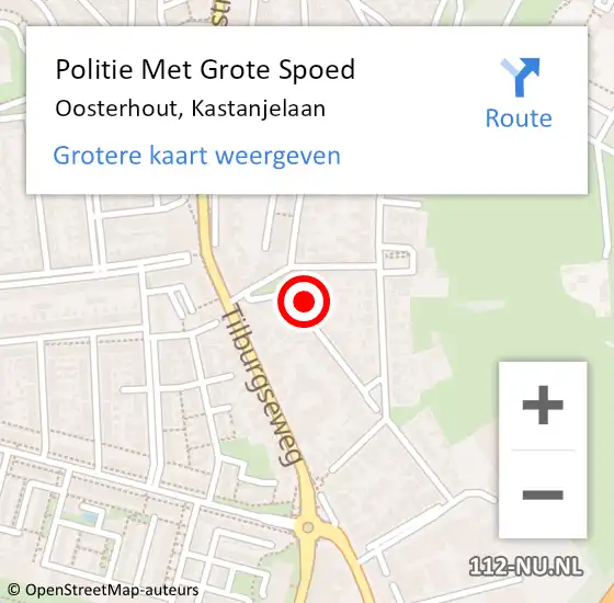 Locatie op kaart van de 112 melding: Politie Met Grote Spoed Naar Oosterhout, Kastanjelaan op 24 augustus 2023 01:04