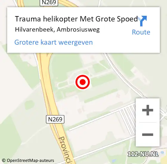 Locatie op kaart van de 112 melding: Trauma helikopter Met Grote Spoed Naar Hilvarenbeek, Ambrosiusweg op 24 augustus 2023 01:32