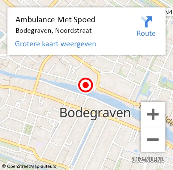 Locatie op kaart van de 112 melding: Ambulance Met Spoed Naar Bodegraven, Noordstraat op 24 augustus 2023 02:31