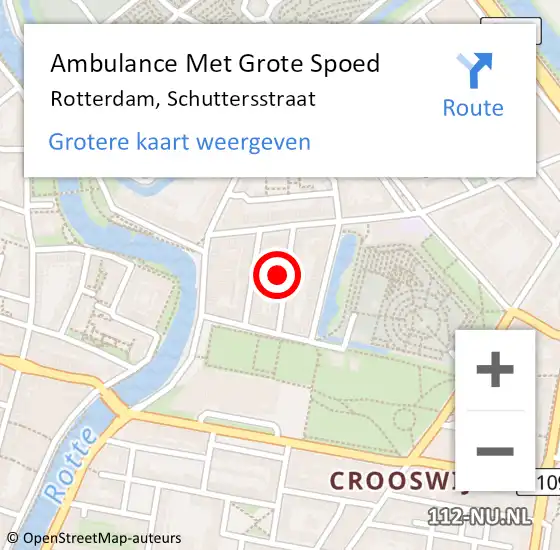 Locatie op kaart van de 112 melding: Ambulance Met Grote Spoed Naar Rotterdam, Schuttersstraat op 24 augustus 2023 03:00