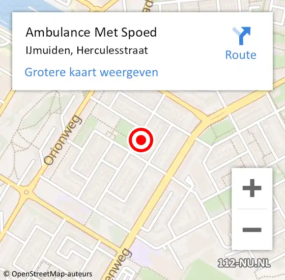 Locatie op kaart van de 112 melding: Ambulance Met Spoed Naar IJmuiden, Herculesstraat op 24 augustus 2023 03:24