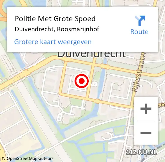 Locatie op kaart van de 112 melding: Politie Met Grote Spoed Naar Duivendrecht, Roosmarijnhof op 24 augustus 2023 04:24