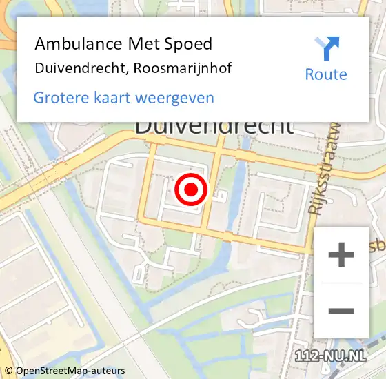 Locatie op kaart van de 112 melding: Ambulance Met Spoed Naar Duivendrecht, Roosmarijnhof op 24 augustus 2023 04:28