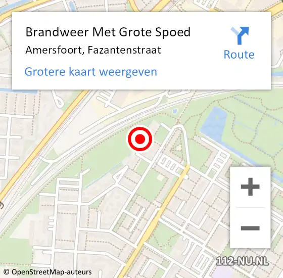 Locatie op kaart van de 112 melding: Brandweer Met Grote Spoed Naar Amersfoort, Fazantenstraat op 24 augustus 2023 05:35