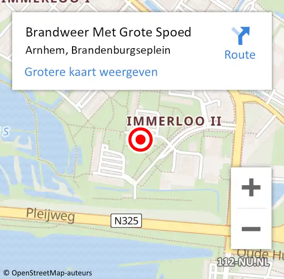 Locatie op kaart van de 112 melding: Brandweer Met Grote Spoed Naar Arnhem, Brandenburgseplein op 24 augustus 2023 05:49