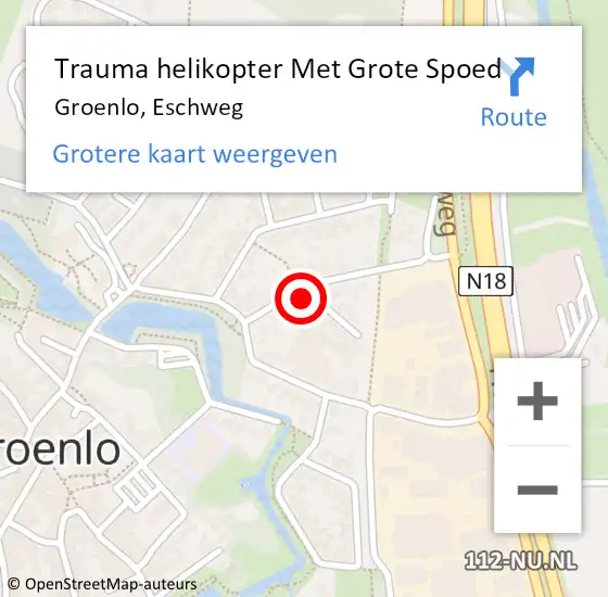 Locatie op kaart van de 112 melding: Trauma helikopter Met Grote Spoed Naar Groenlo, Eschweg op 24 augustus 2023 07:42