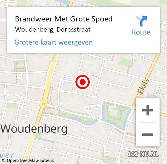 Locatie op kaart van de 112 melding: Brandweer Met Grote Spoed Naar Woudenberg, Dorpsstraat op 24 augustus 2023 12:46