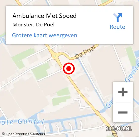 Locatie op kaart van de 112 melding: Ambulance Met Spoed Naar Monster, De Poel op 24 augustus 2023 13:05