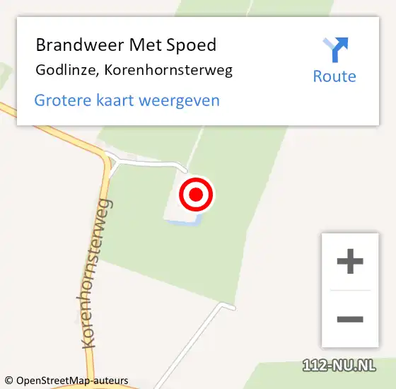 Locatie op kaart van de 112 melding: Brandweer Met Spoed Naar Godlinze, Korenhornsterweg op 24 augustus 2023 13:20