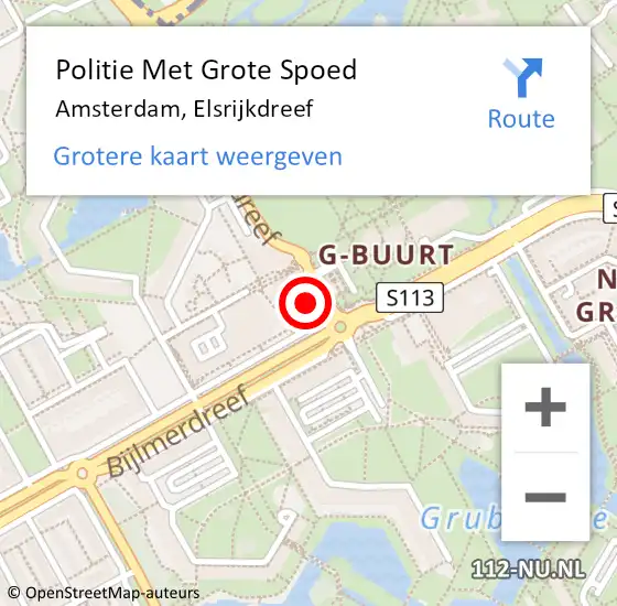 Locatie op kaart van de 112 melding: Politie Met Grote Spoed Naar Amsterdam, Elsrijkdreef op 24 augustus 2023 14:56
