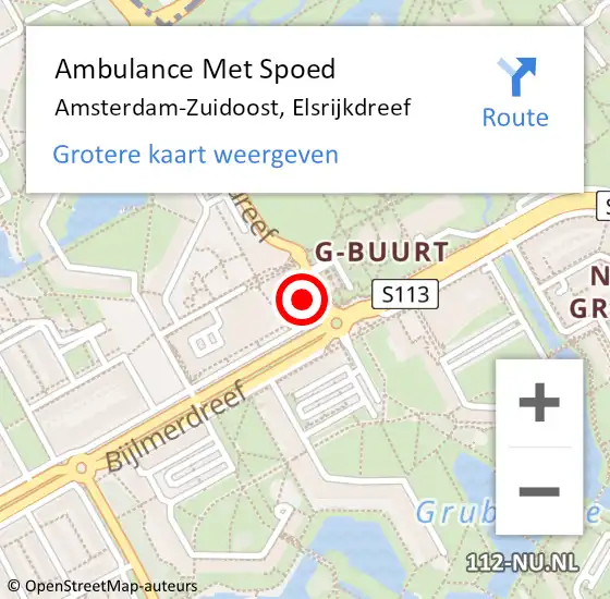 Locatie op kaart van de 112 melding: Ambulance Met Spoed Naar Amsterdam, Elsrijkdreef op 24 augustus 2023 15:11