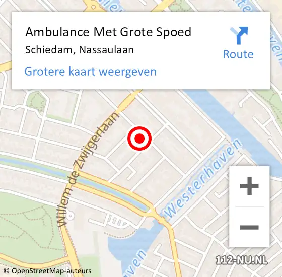 Locatie op kaart van de 112 melding: Ambulance Met Grote Spoed Naar Schiedam, Nassaulaan op 24 augustus 2023 15:47