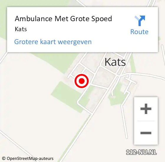 Locatie op kaart van de 112 melding: Ambulance Met Grote Spoed Naar Kats op 24 augustus 2023 16:40