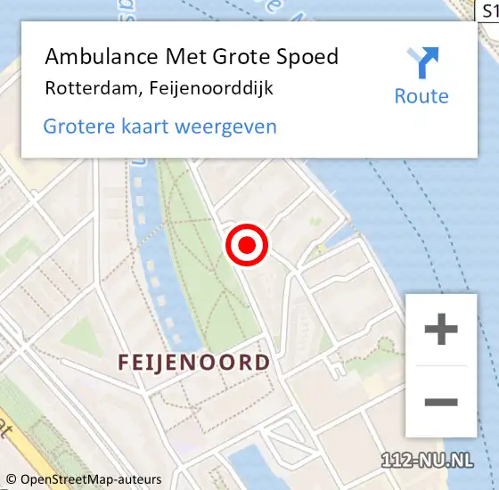Locatie op kaart van de 112 melding: Ambulance Met Grote Spoed Naar Rotterdam, Feijenoorddijk op 24 augustus 2023 16:51