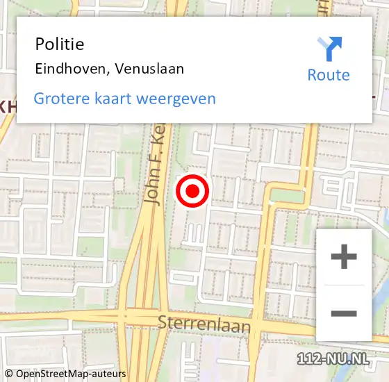 Locatie op kaart van de 112 melding: Politie Eindhoven, Venuslaan op 24 augustus 2023 17:26