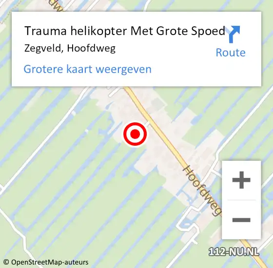 Locatie op kaart van de 112 melding: Trauma helikopter Met Grote Spoed Naar Zegveld, Hoofdweg op 24 augustus 2023 19:45