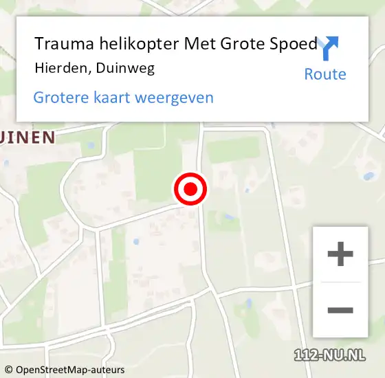 Locatie op kaart van de 112 melding: Trauma helikopter Met Grote Spoed Naar Hierden, Duinweg op 24 augustus 2023 19:57