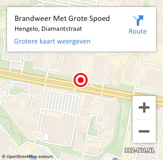 Locatie op kaart van de 112 melding: Brandweer Met Grote Spoed Naar Hengelo, Diamantstraat op 24 augustus 2023 20:15