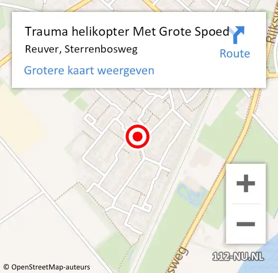 Locatie op kaart van de 112 melding: Trauma helikopter Met Grote Spoed Naar Reuver, Sterrenbosweg op 24 augustus 2023 20:19