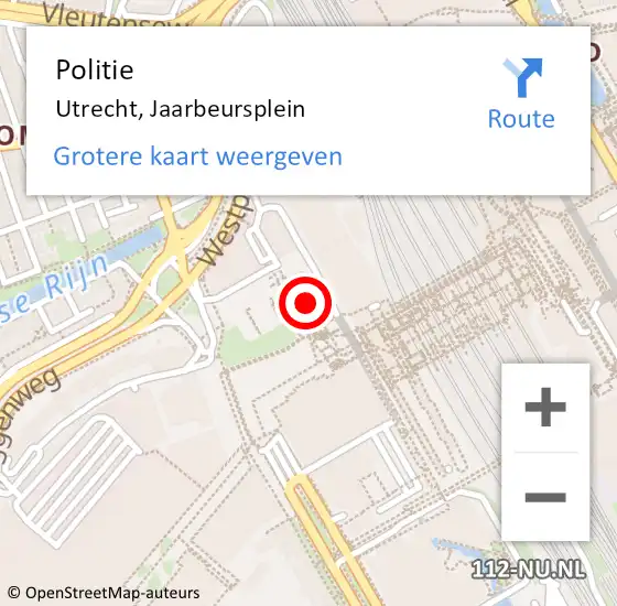 Locatie op kaart van de 112 melding: Politie Utrecht, Jaarbeursplein op 24 augustus 2023 20:37