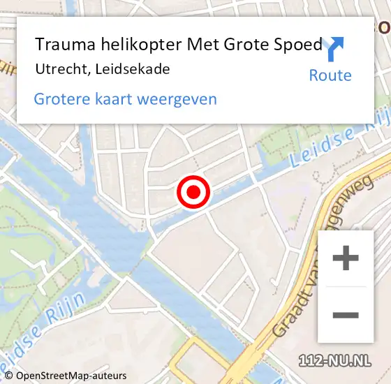 Locatie op kaart van de 112 melding: Trauma helikopter Met Grote Spoed Naar Utrecht, Leidsekade op 24 augustus 2023 20:37