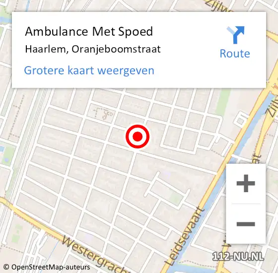 Locatie op kaart van de 112 melding: Ambulance Met Spoed Naar Haarlem, Oranjeboomstraat op 24 augustus 2023 22:19