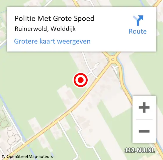 Locatie op kaart van de 112 melding: Politie Met Grote Spoed Naar Ruinerwold, Wolddijk op 24 augustus 2023 23:06