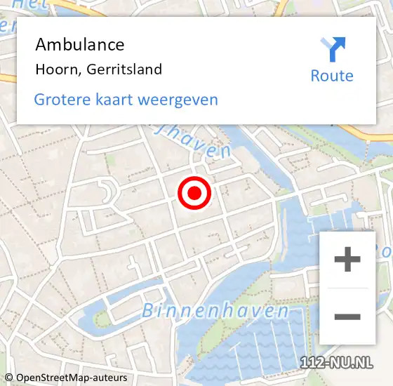 Locatie op kaart van de 112 melding: Ambulance Hoorn, Gerritsland op 24 augustus 2023 23:35