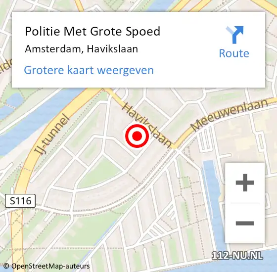 Locatie op kaart van de 112 melding: Politie Met Grote Spoed Naar Amsterdam, Havikslaan op 25 augustus 2023 04:26